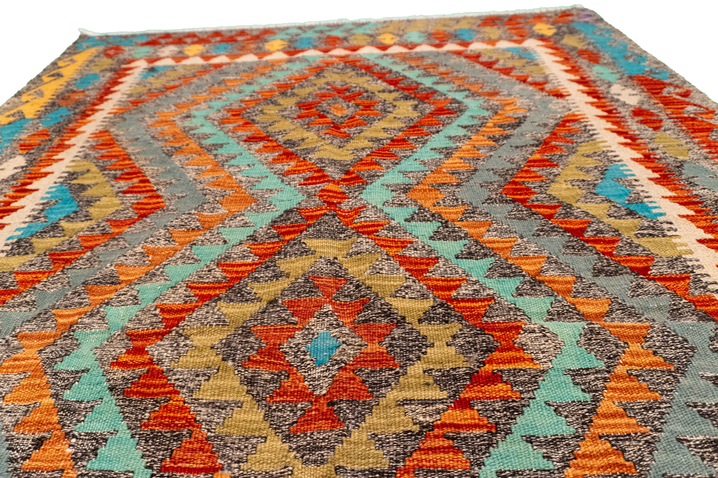 W 4.1 - L 5.10 - Kilim Fine/Wool All Over Rectangle - Finest Hand-Made Quality Wool - 63737