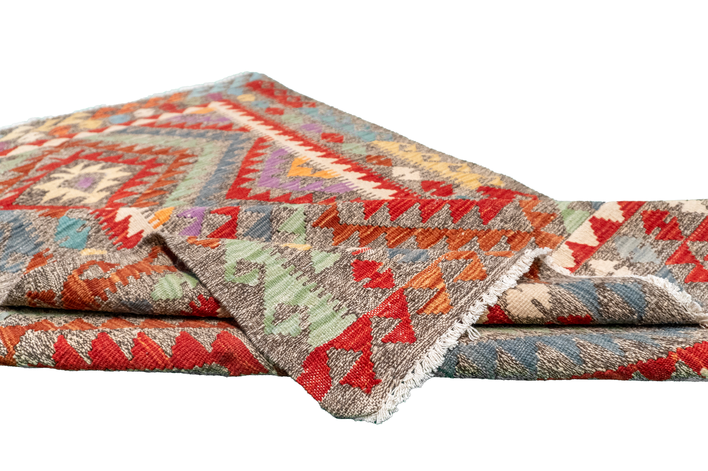 W 3.10 - L 5.11 - Kilim Fine/Wool All Over Rectangle - Finest Hand-Made Quality Wool - 63738