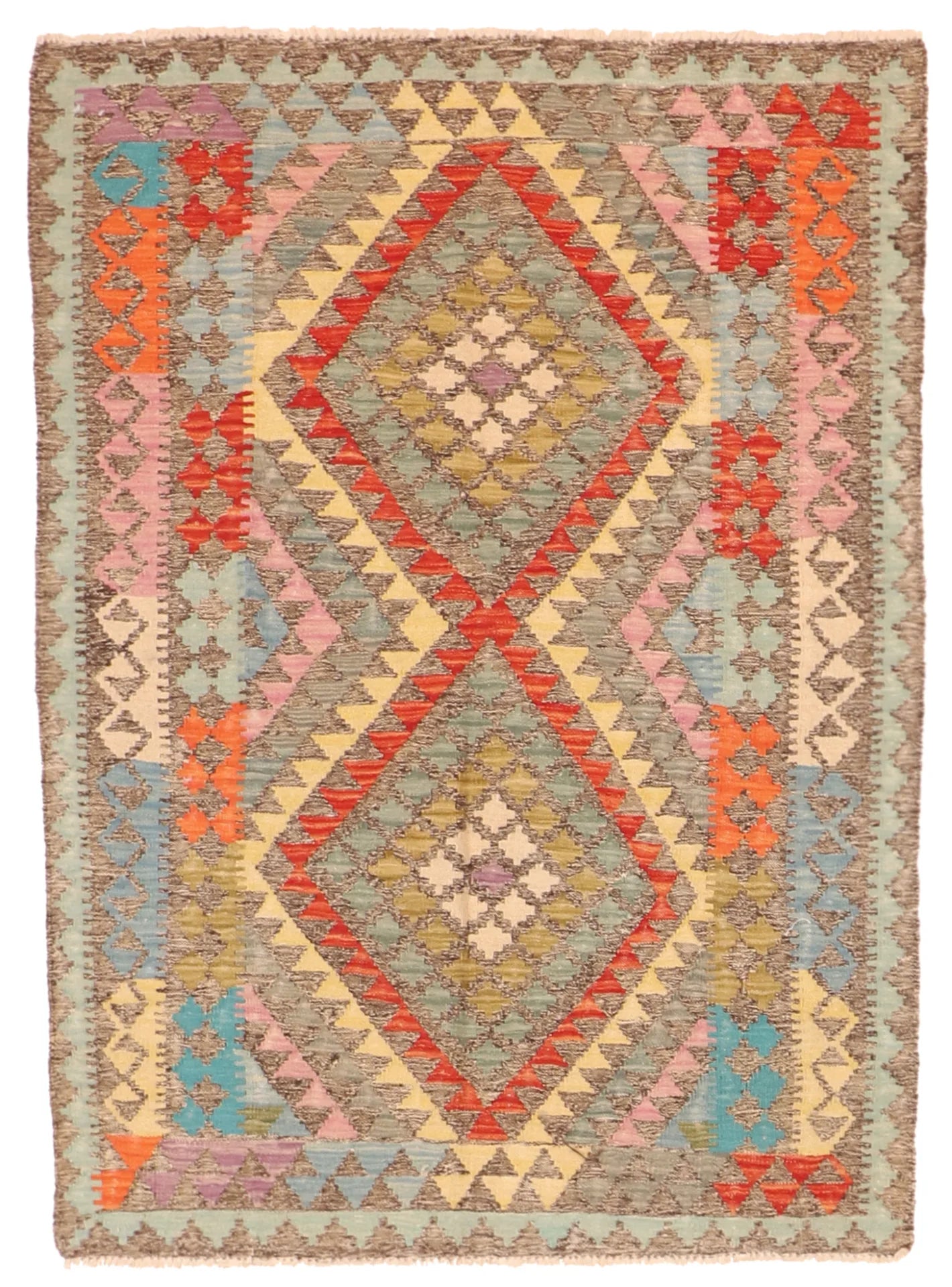 4.2 x 5.8 - Kilim Fine/Wool All Over Rectangle - Finest Hand-Made Quality Wool — 63739