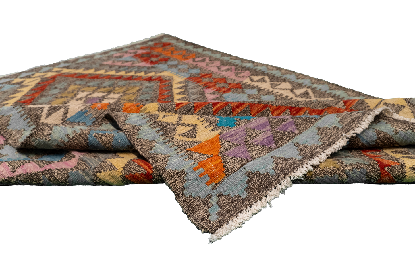 W 4.2 - L 5.8 - Kilim Fine/Wool All Over Rectangle - Finest Hand-Made Quality Wool - 63739