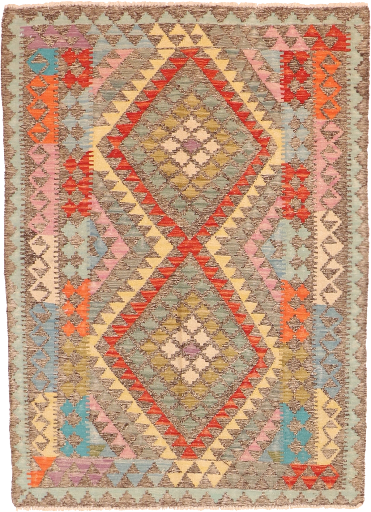 W 4.2 L 5.8 Kilim 100% Wool Hand-Woven All-Over Design - 63739