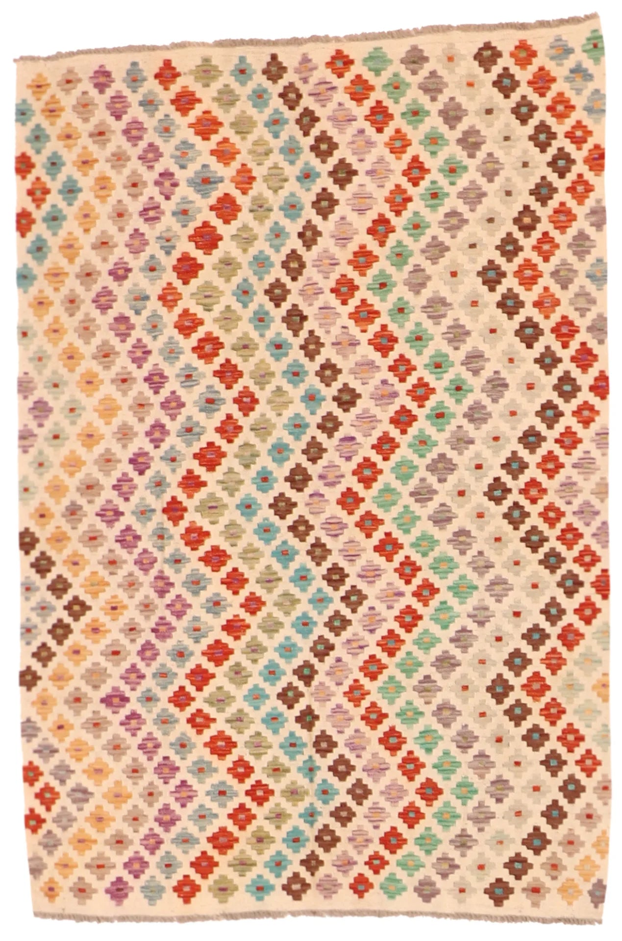 3.9 x 5.7 - Kilim Fine/Wool All Over Rectangle - Finest Hand-Made Quality Wool — 63747