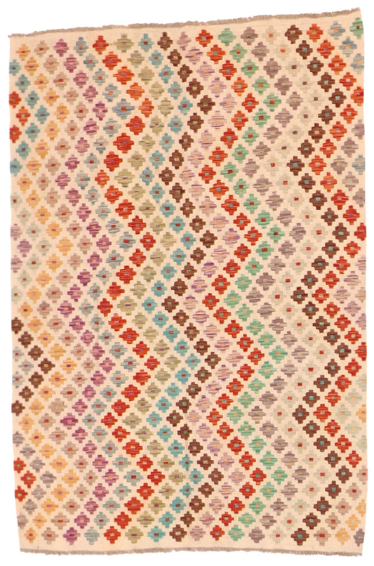 3.9 x 5.7 - Kilim Fine/Wool All Over Rectangle - Finest Hand-Made Quality Wool — 63747