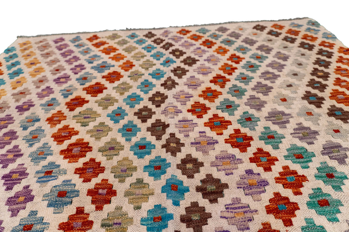 W 3.9 - L 5.7 - Kilim Fine/Wool All Over Rectangle - Finest Hand-Made Quality Wool - 63747