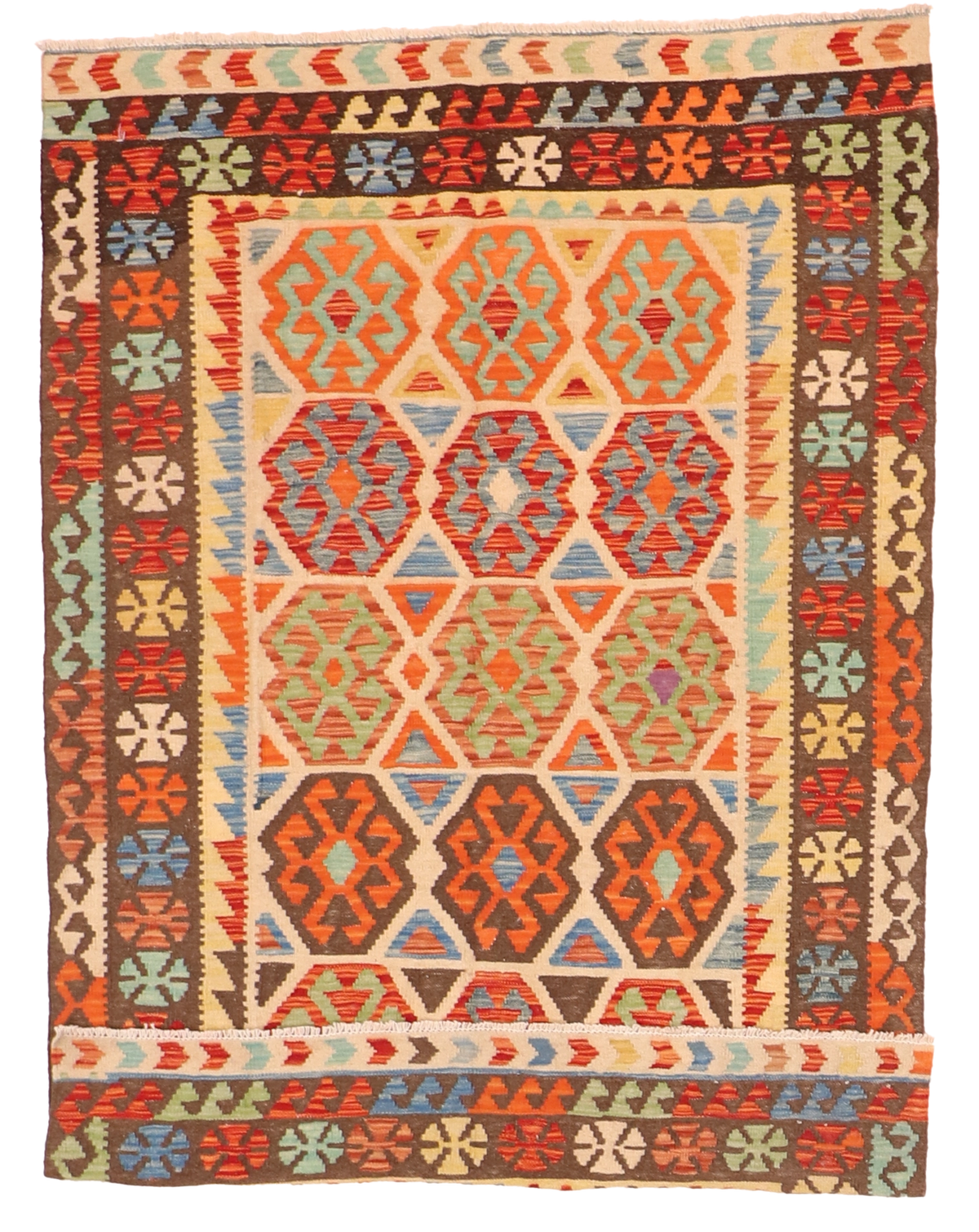 W 4.2 L 6.1 Kilim 100% Wool Hand-Woven All-Over Design - 63750
