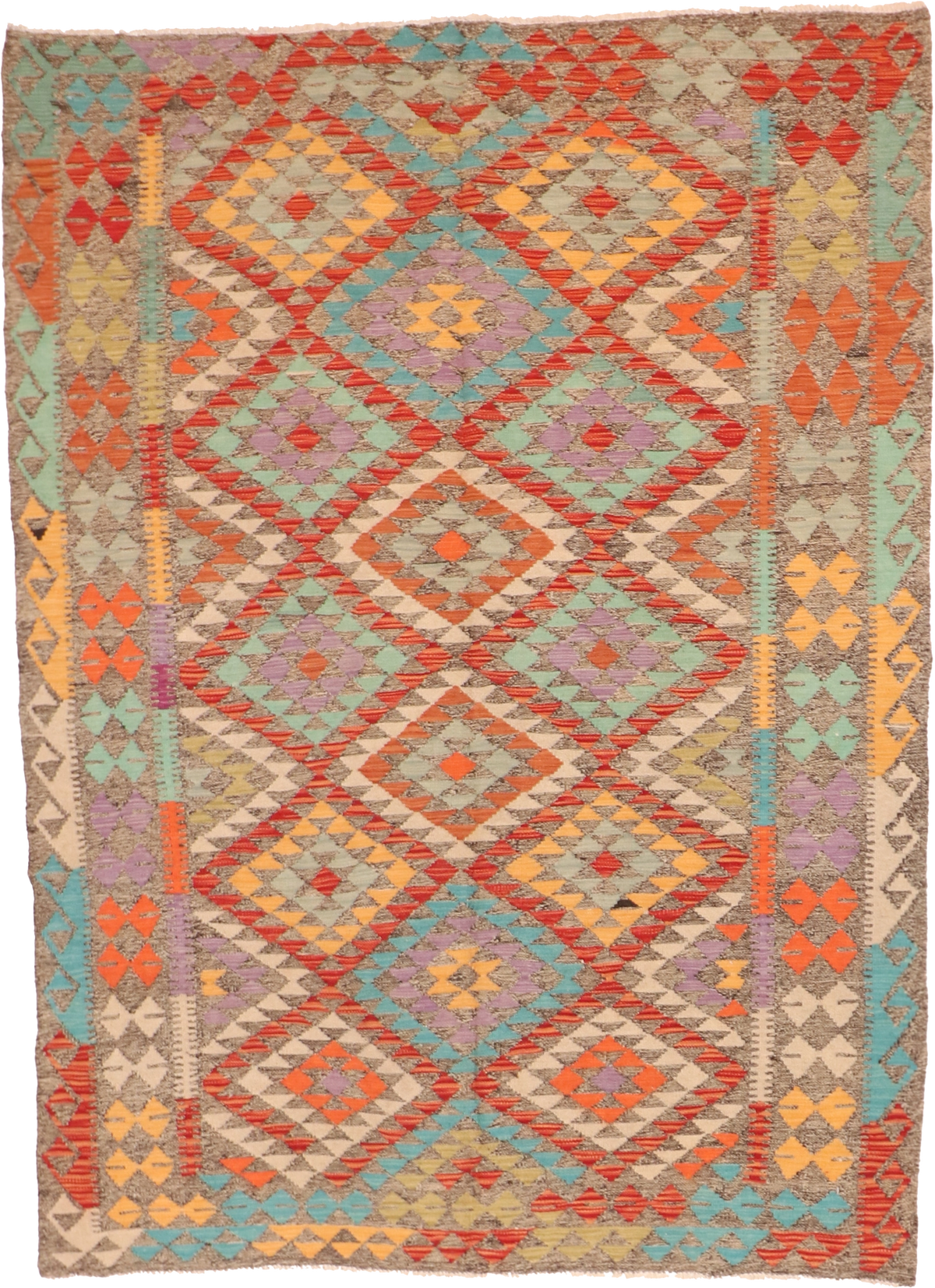 W 6 L 8 Kilim 100% Wool Hand-Woven All-Over Design - 63751