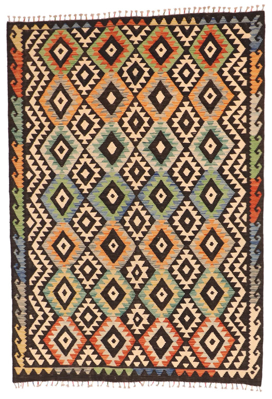 5.8 x 8.1 - Kilim Fine/Wool All Over Rectangle - Finest Hand-Made Quality Wool - 63753