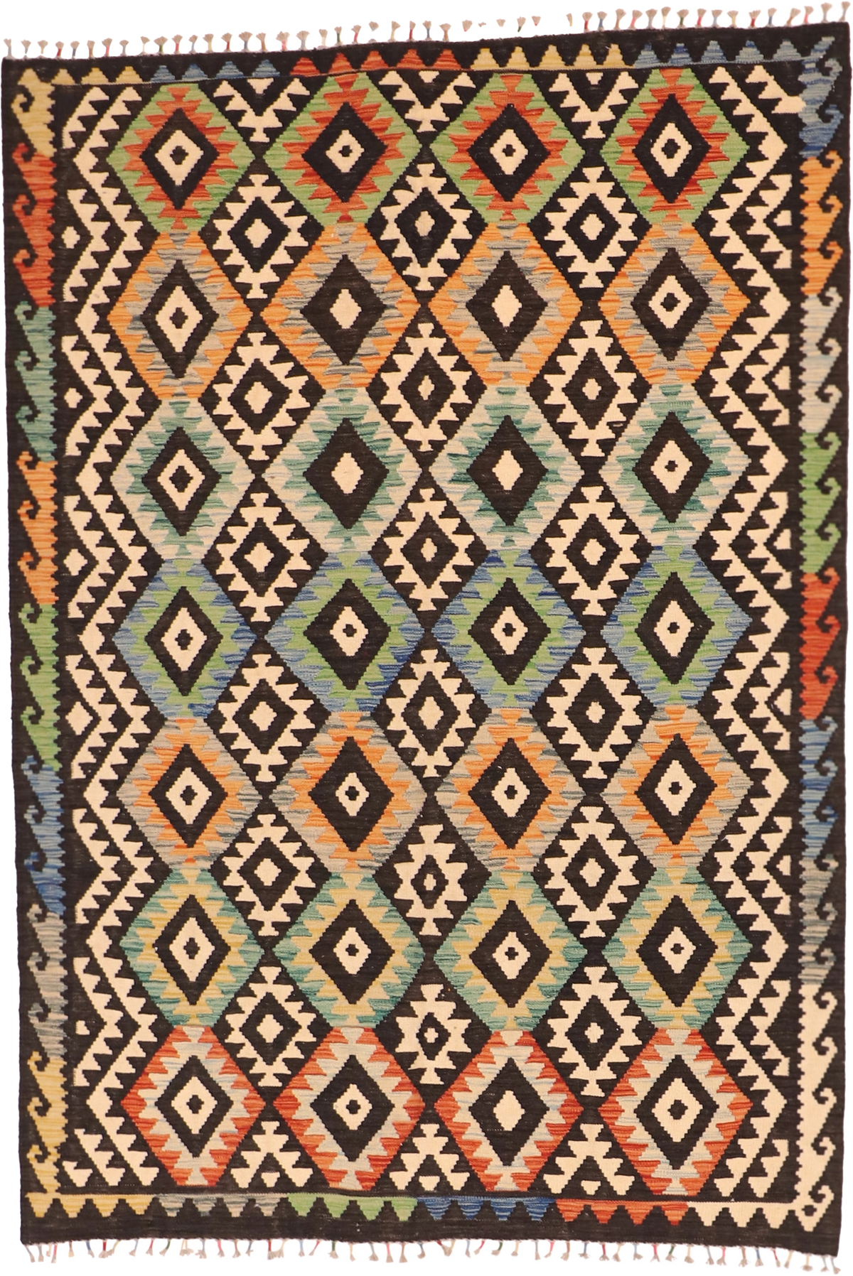 W 5.8 L 8.1 Kilim 100% Wool Hand-Woven All-Over Design - 63753