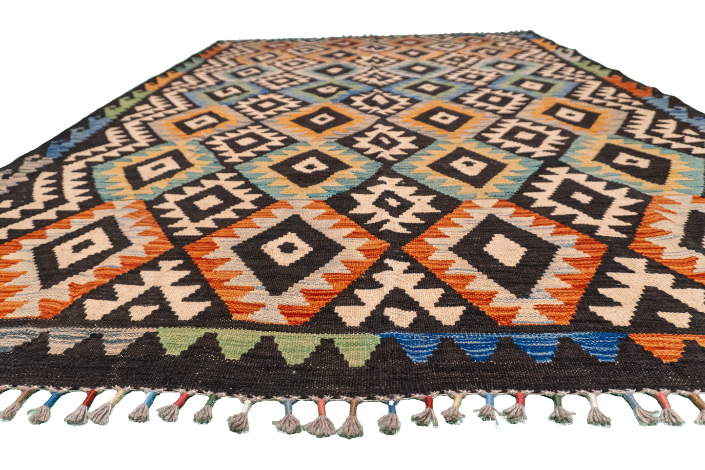 W 5.8 - L 8.1 - Kilim Fine/Wool All Over Rectangle - Finest Hand-Made Quality Wool - 63753