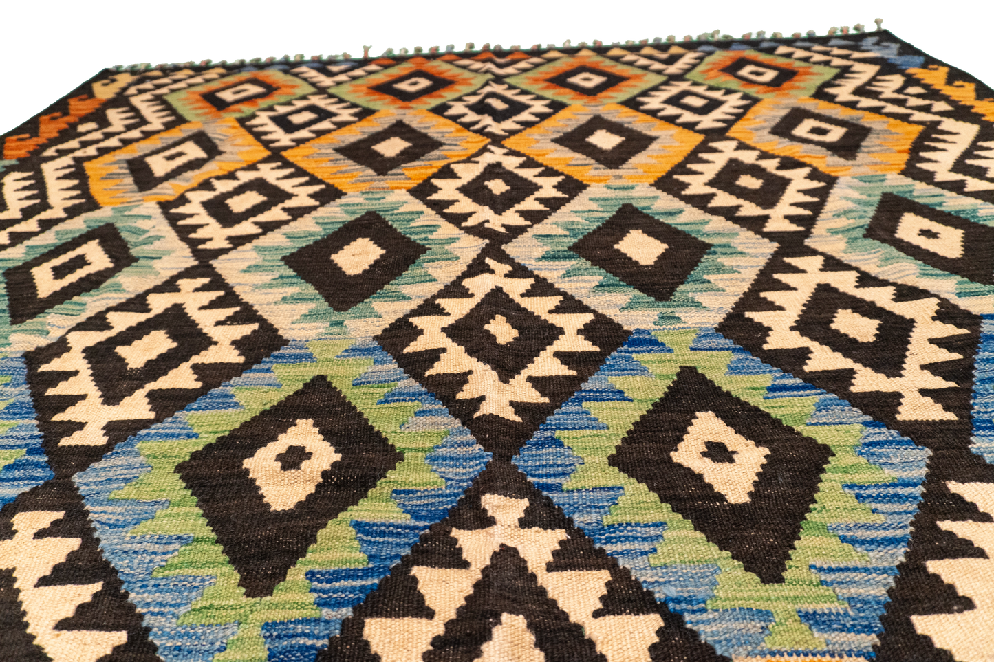 W 5.8 - L 8.1 - Kilim Fine/Wool All Over Rectangle - Finest Hand-Made Quality Wool - 63753