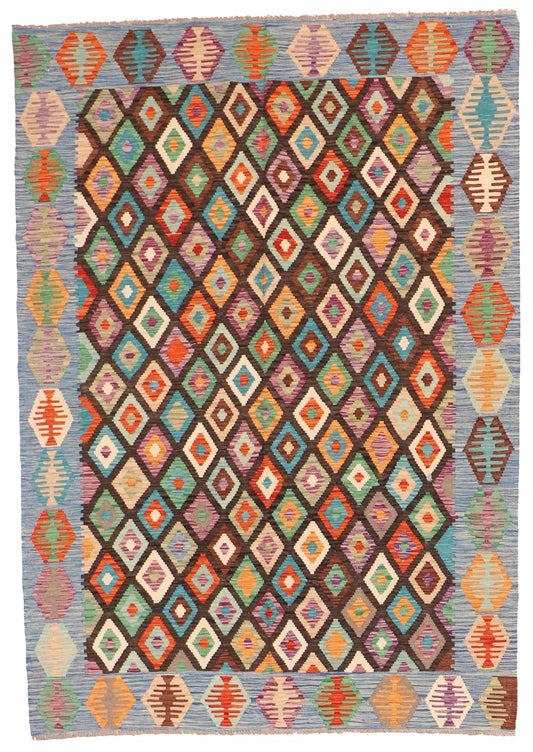 5.7 x 7.9 - Kilim Fine/Wool All Over Rectangle - Finest Hand-Made Quality Wool - 63754