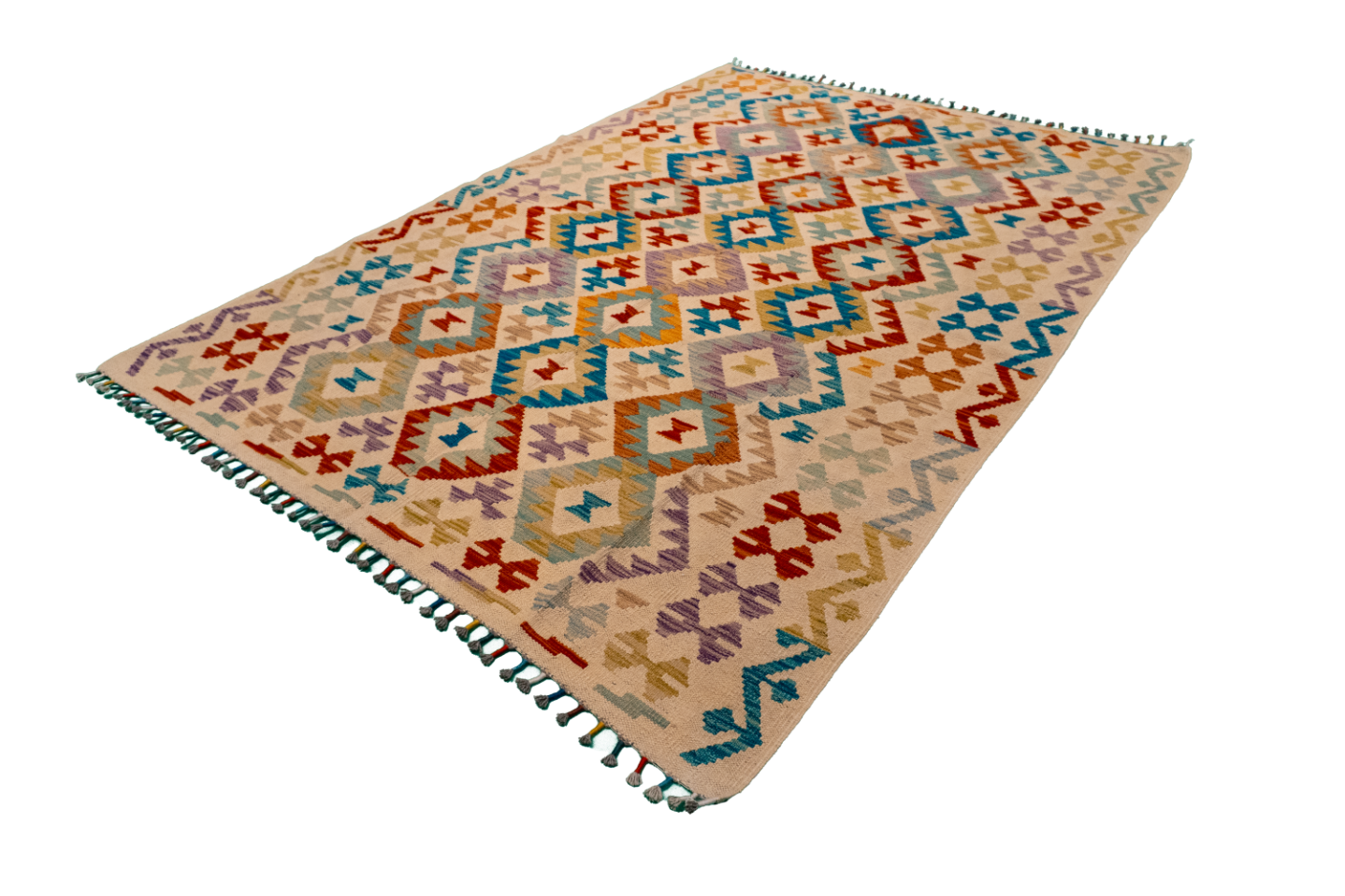 W 5.7 - L 7.11 - Kilim Fine/Wool All Over Rectangle - Finest Hand-Made Quality Wool - 63755