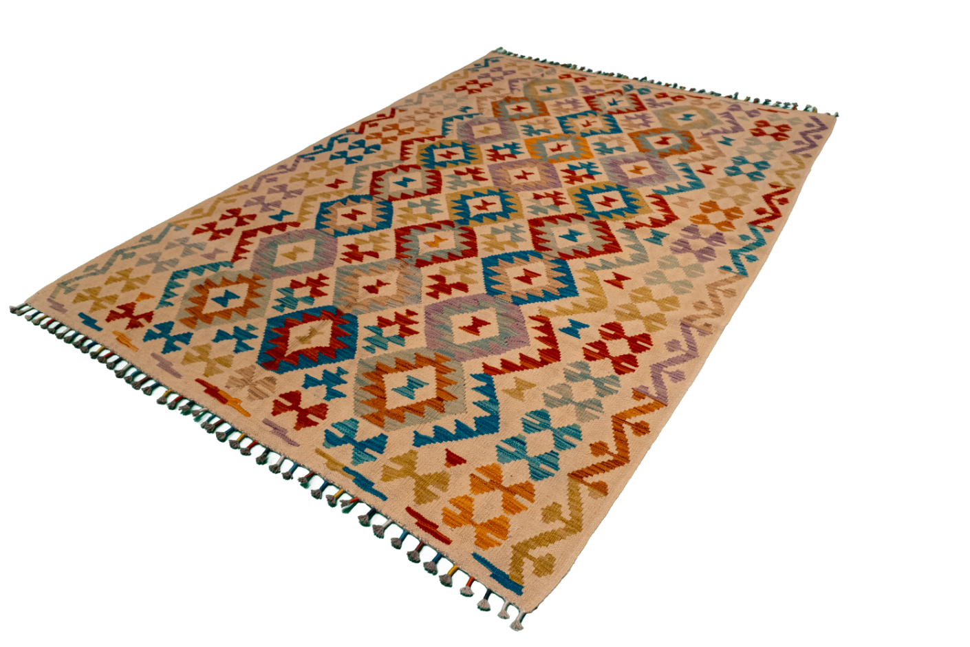 W 5.7 - L 7.11 - Kilim Fine/Wool All Over Rectangle - Finest Hand-Made Quality Wool - 63755