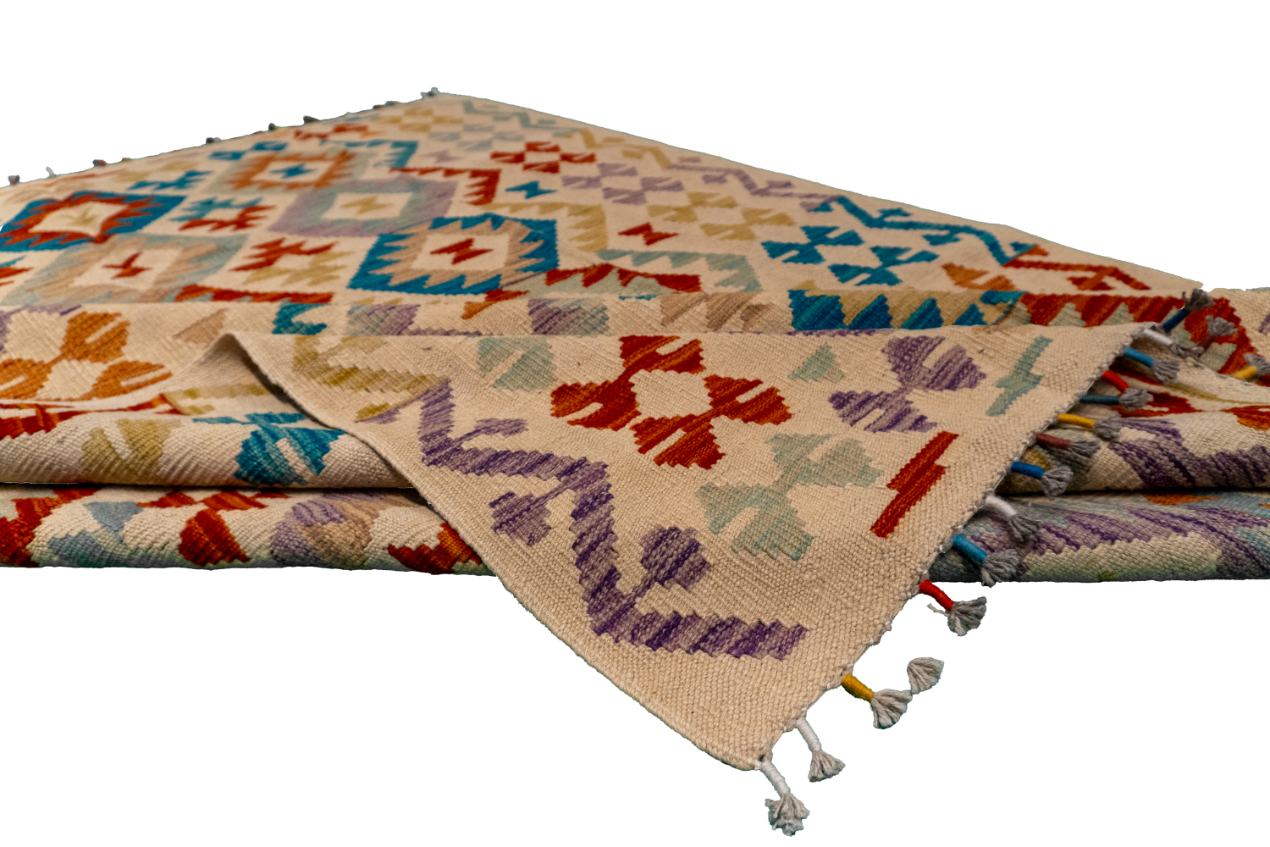 W 5.7 - L 7.11 - Kilim Fine/Wool All Over Rectangle - Finest Hand-Made Quality Wool - 63755