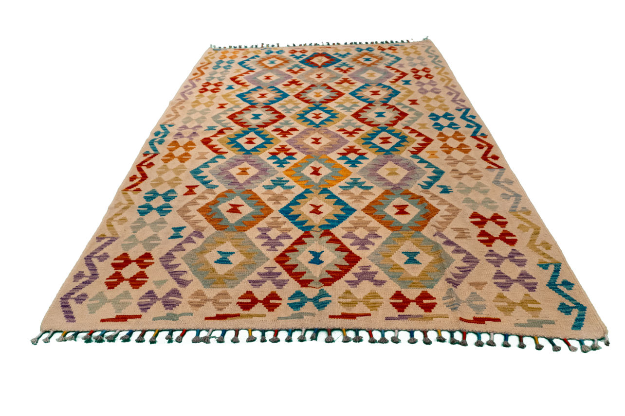 W 5.7 - L 7.11 - Kilim Fine/Wool All Over Rectangle - Finest Hand-Made Quality Wool - 63755