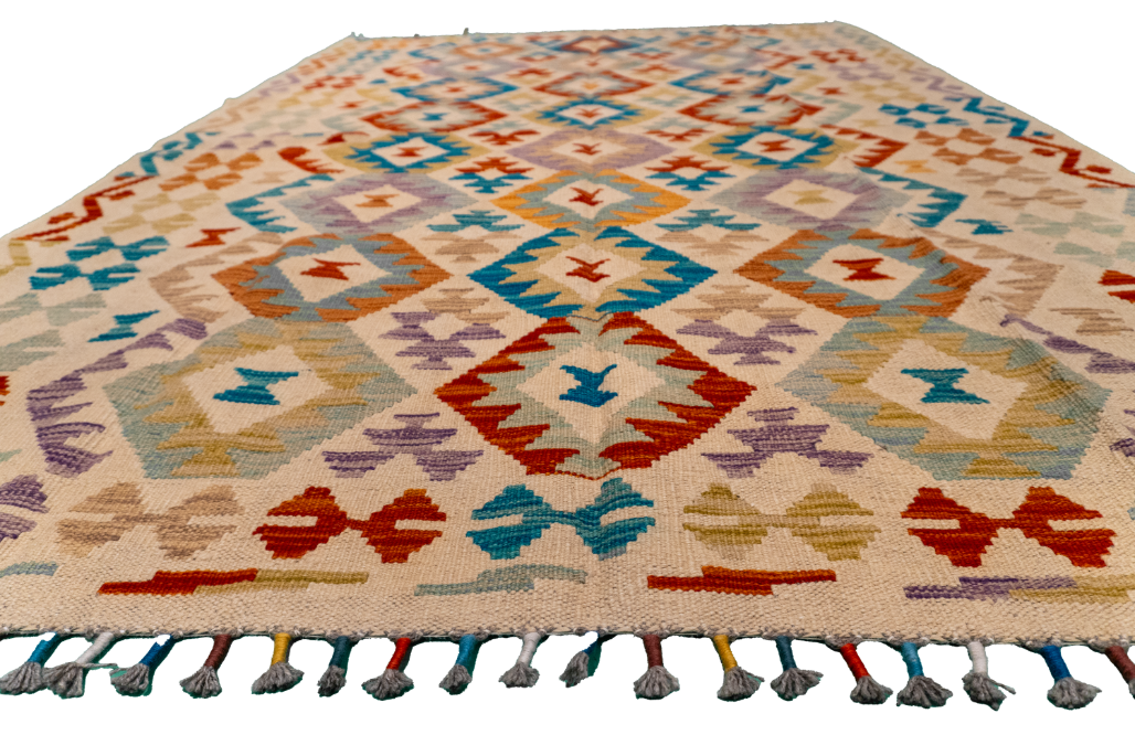 W 5.7 - L 7.11 - Kilim Fine/Wool All Over Rectangle - Finest Hand-Made Quality Wool - 63755