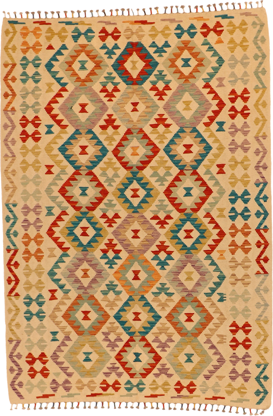 W 5.7 L 7.11 Kilim 100% Wool Hand-Woven All-Over Design - 63755