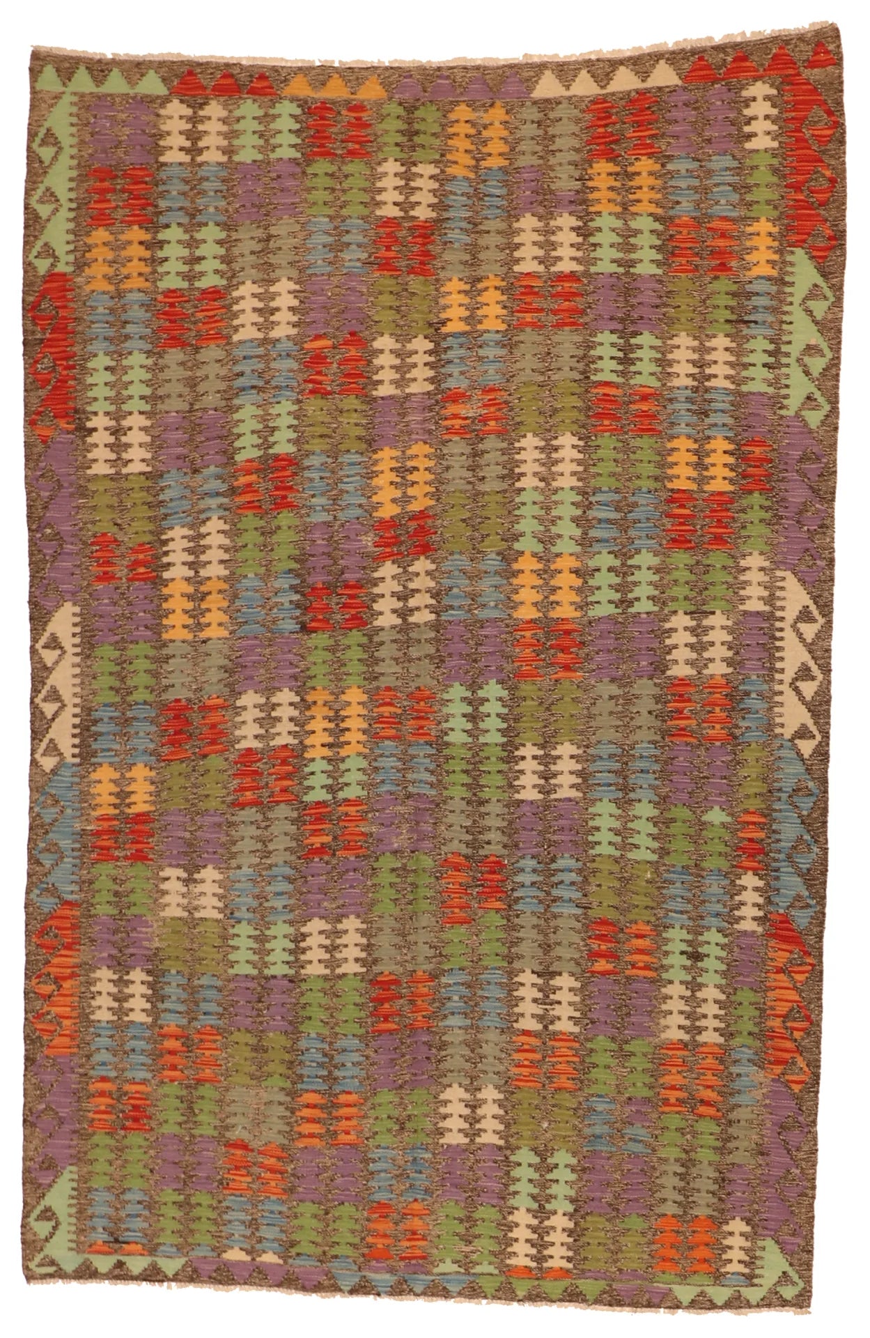 5.5 x 8 - Kilim Fine/Wool All Over Rectangle - Finest Hand-Made Quality Wool - 63756