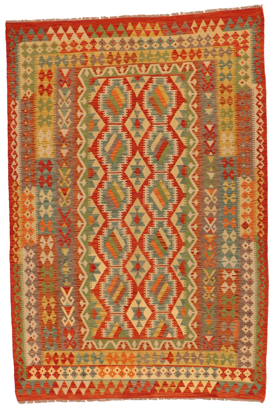 W 5.9 L 8.6 Kilim 100% Wool Hand-Woven All-Over Design - 63757