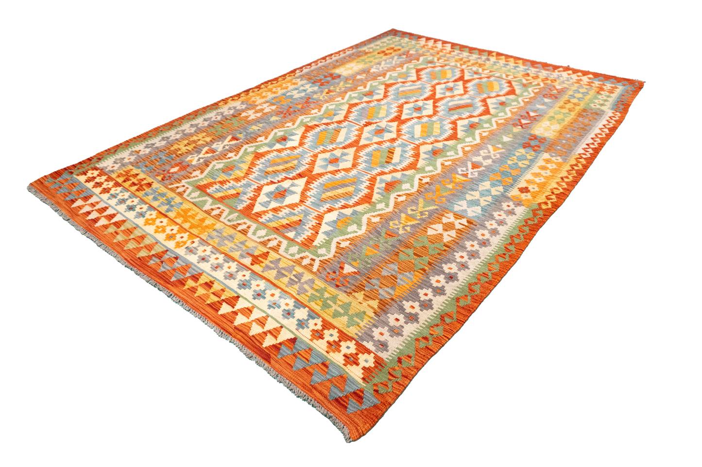 W 5.9 L 8.6 Kilim 100% Wool Hand-Woven All-Over Design - 63757