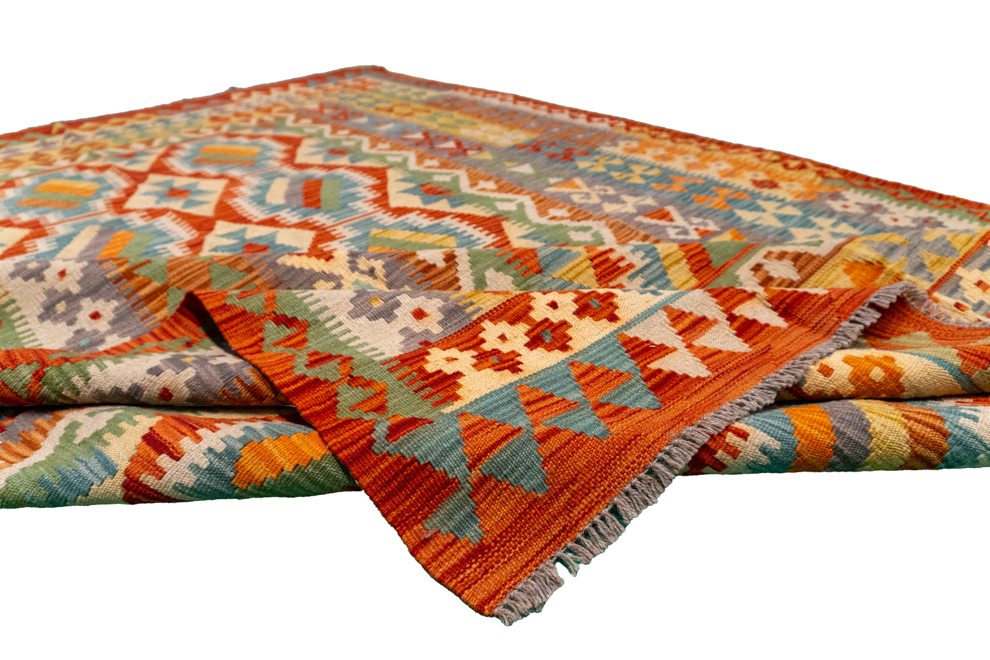 W 5.9 L 8.6 Kilim 100% Wool Hand-Woven All-Over Design - 63757