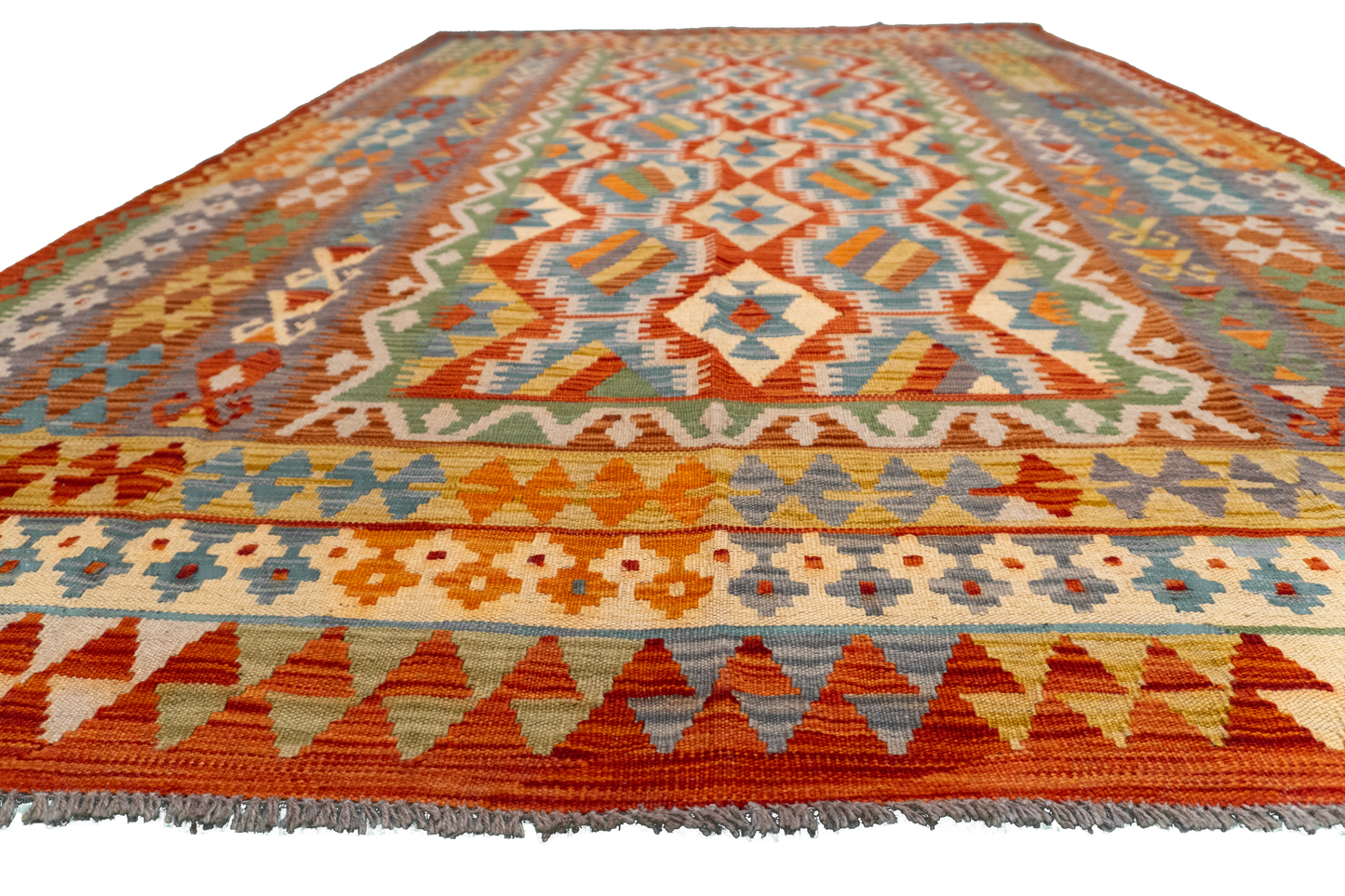 W 5.9 L 8.6 Kilim 100% Wool Hand-Woven All-Over Design - 63757