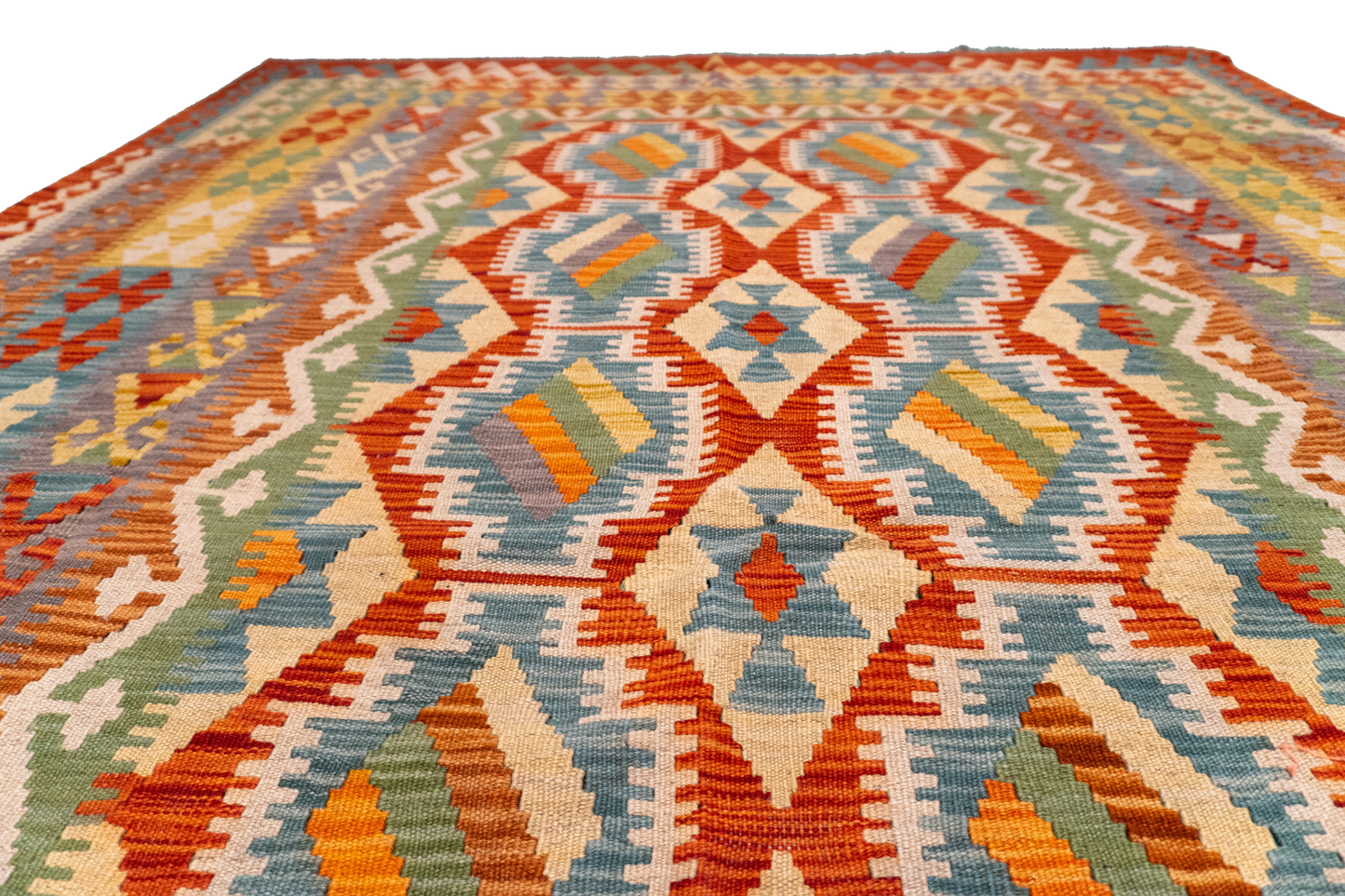 W 5.9 L 8.6 Kilim 100% Wool Hand-Woven All-Over Design - 63757