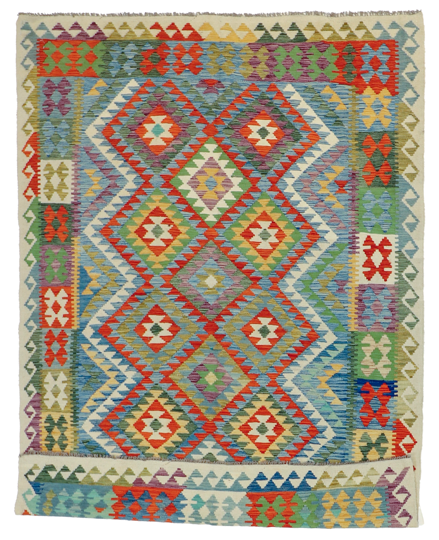 W 5.9 L 8.1 Kilim 100% Wool Hand-Woven All-Over Design -  63758