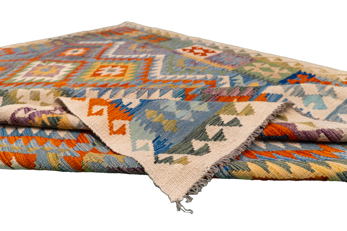 W 5.9 - L 8.1 - Kilim Fine/Wool All Over Rectangle - Finest Hand-Made Quality Wool - 63758
