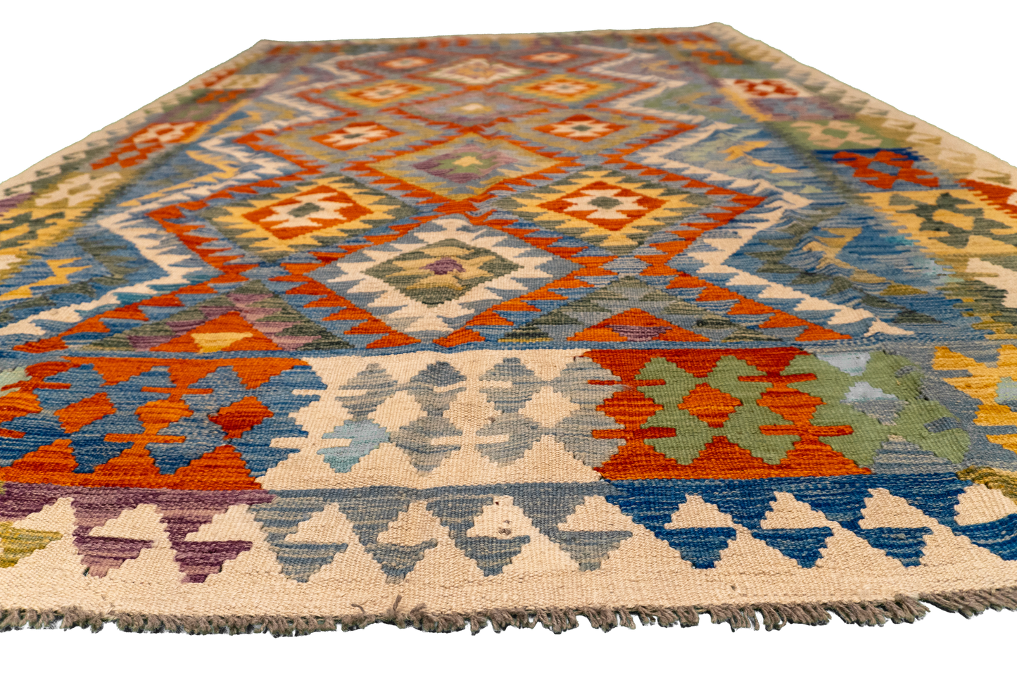 W 5.9 - L 8.1 - Kilim Fine/Wool All Over Rectangle - Finest Hand-Made Quality Wool - 63758