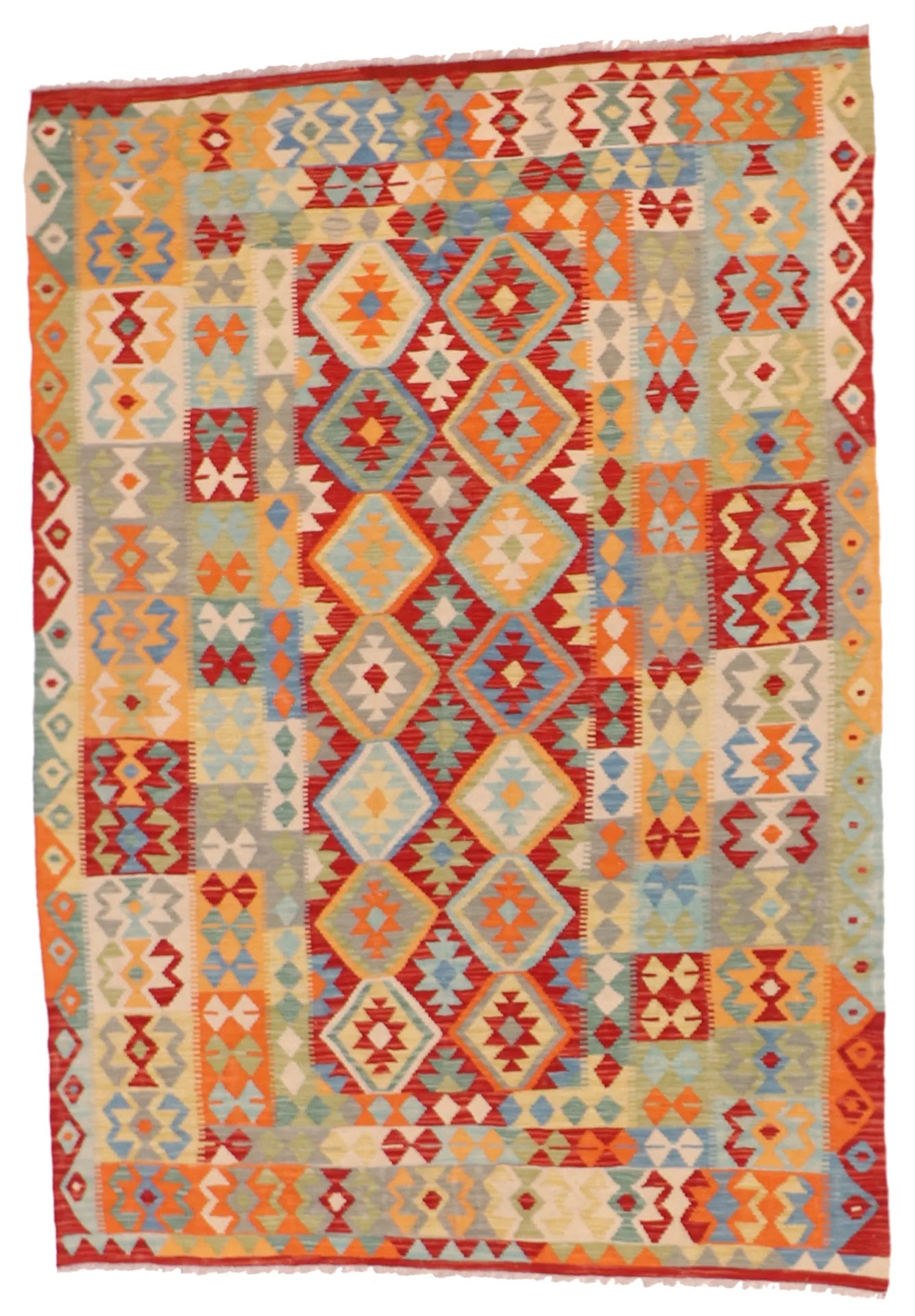 5.9 x 8 - Kilim Fine/Wool All Over Rectangle - Finest Hand-Made Quality Wool - 63763