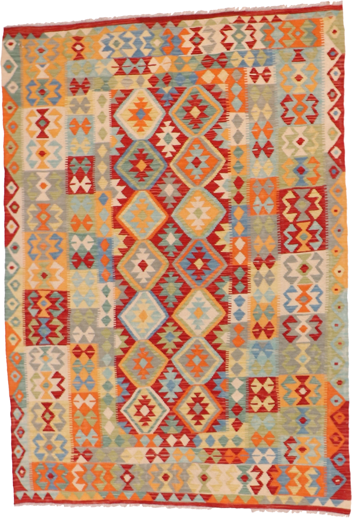 W 5.9 L 8 Kilim 100% Wool Hand-Woven All-Over Design - 63763