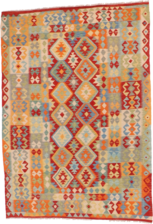 W 5.9 L 8 Kilim 100% Wool Hand-Woven All-Over Design - 63763