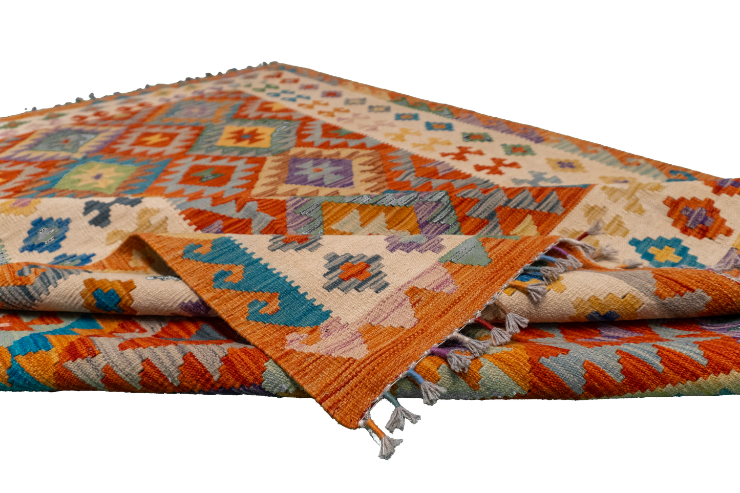 W 5.8 - L 8 - Kilim Fine/Wool All Over Rectangle - Finest Hand-Made Quality Wool - 63764