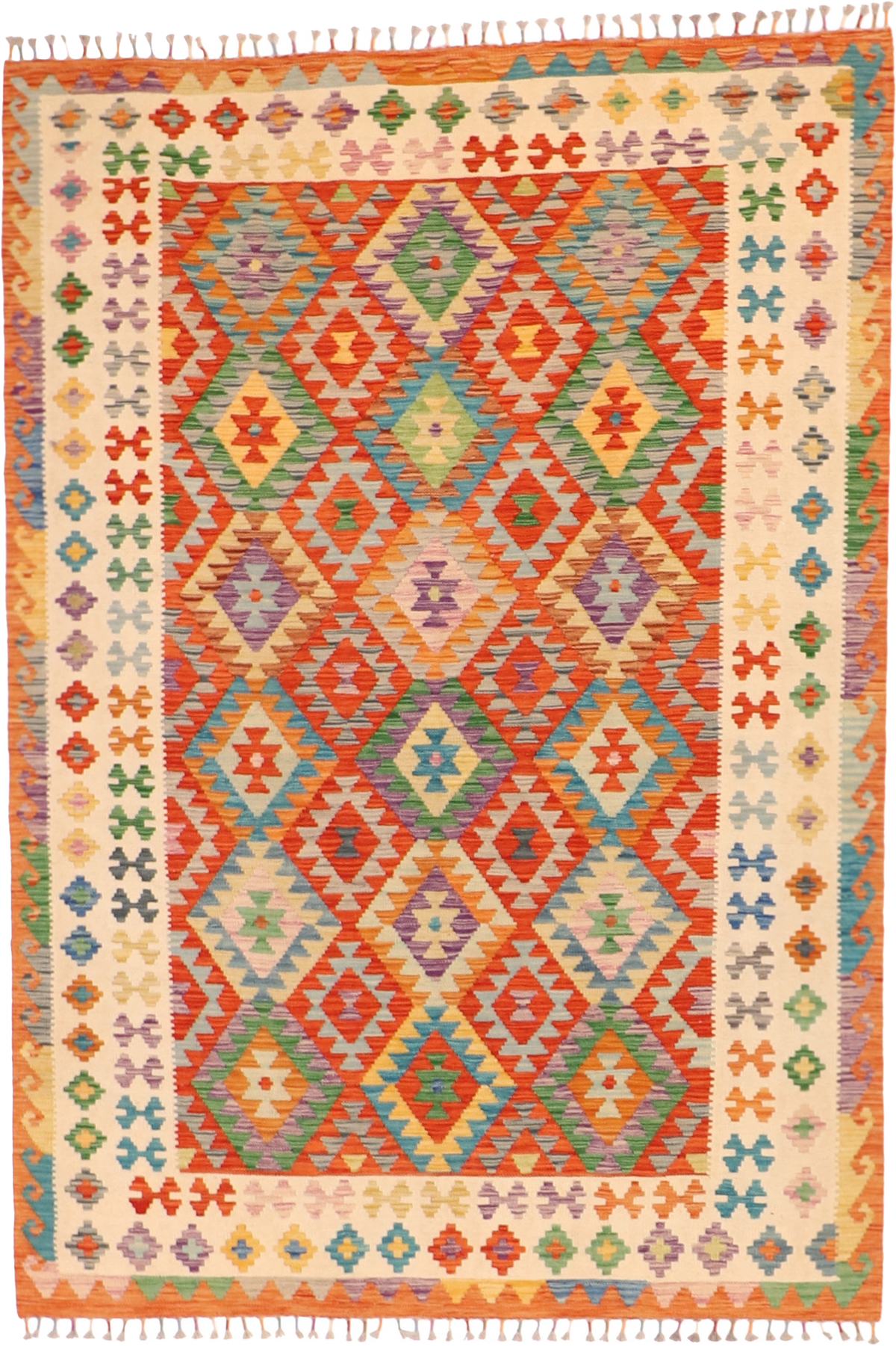 W 5.8 L 8 Kilim 100% Wool Hand-Woven All-Over Design - 63764