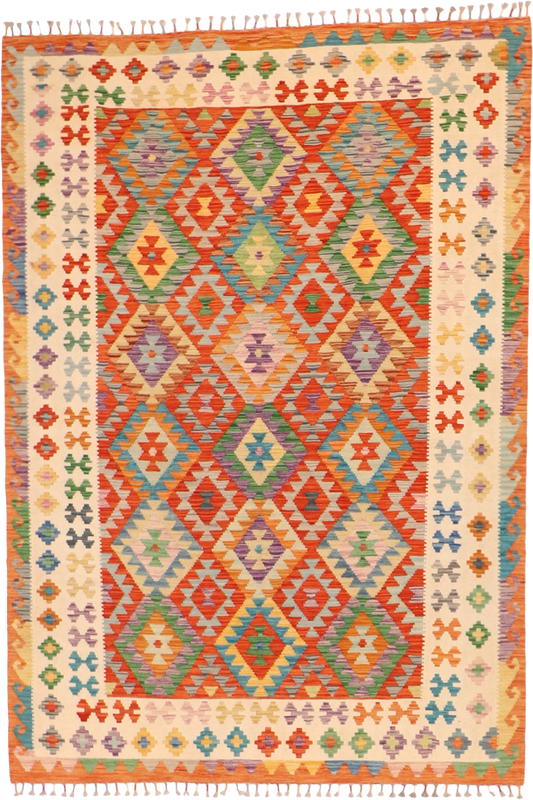 W 5.8 L 8 Kilim 100% Wool Hand-Woven All-Over Design - 63764