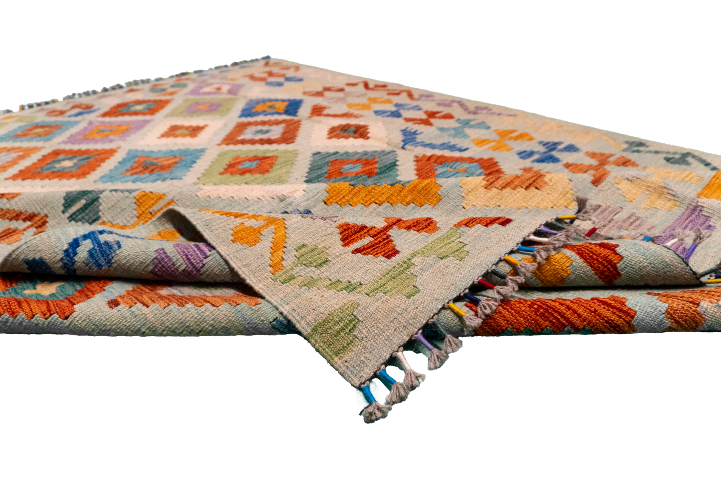 W 5.7 - L 7.9 - Kilim Fine/Wool All Over Rectangle - Finest Hand-Made Quality Wool - 63765