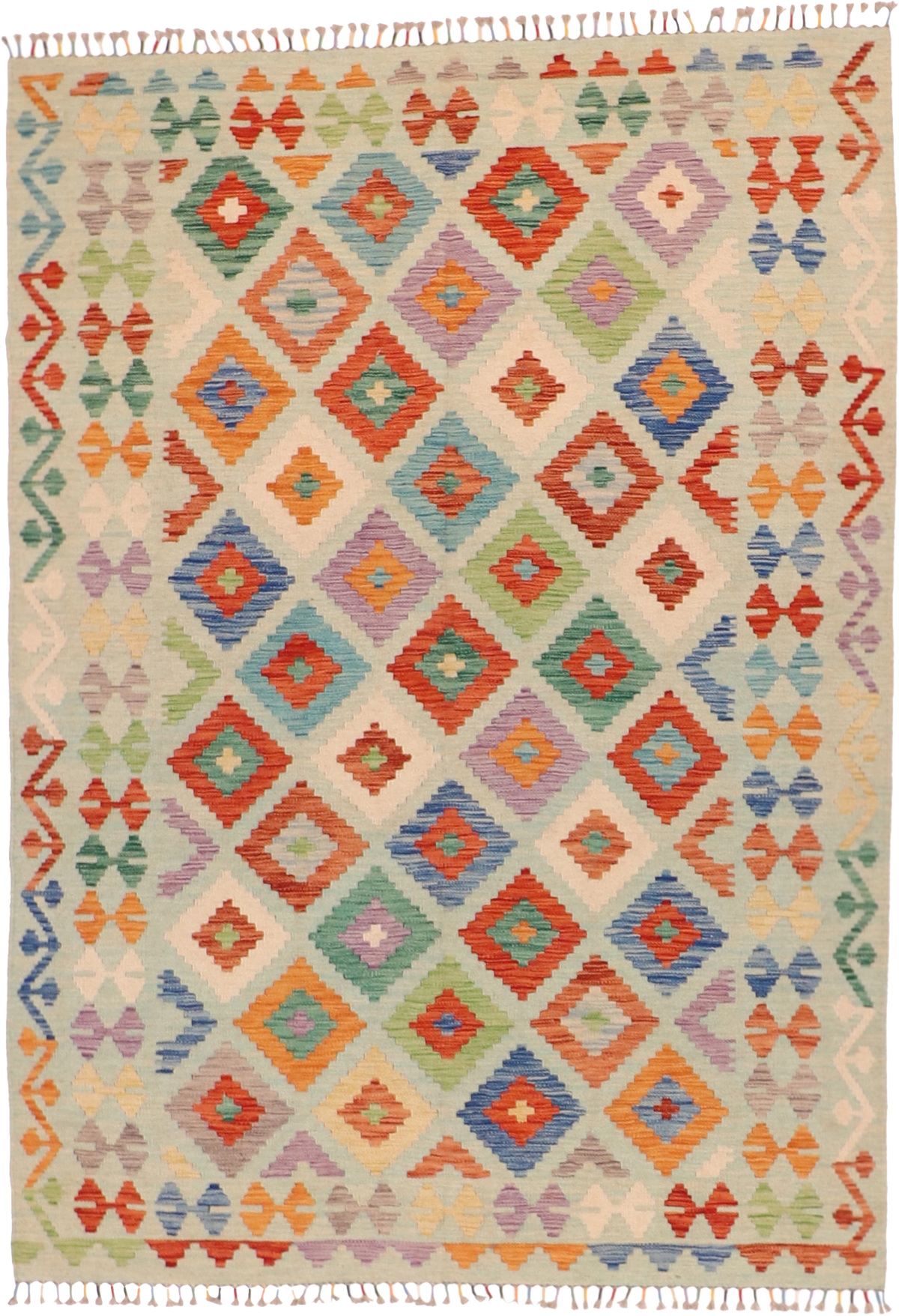 W 5.7 L 7.9 Kilim 100% Wool Hand-Woven All-Over Design - 63765