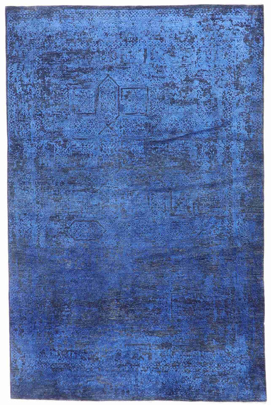 W 6.5 - L 9.7 - Modern Wool Contemporary Rectangle - Finest Hand-Knotted Quality Wool - 63768