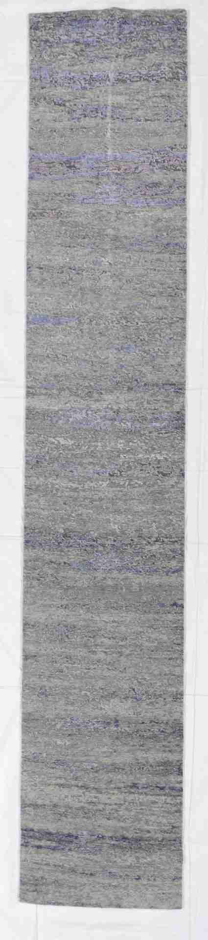 W 2.8 L 14.9 Modern Runner Wool And Silk Blend Hand-Woven All-Over Design - 63792