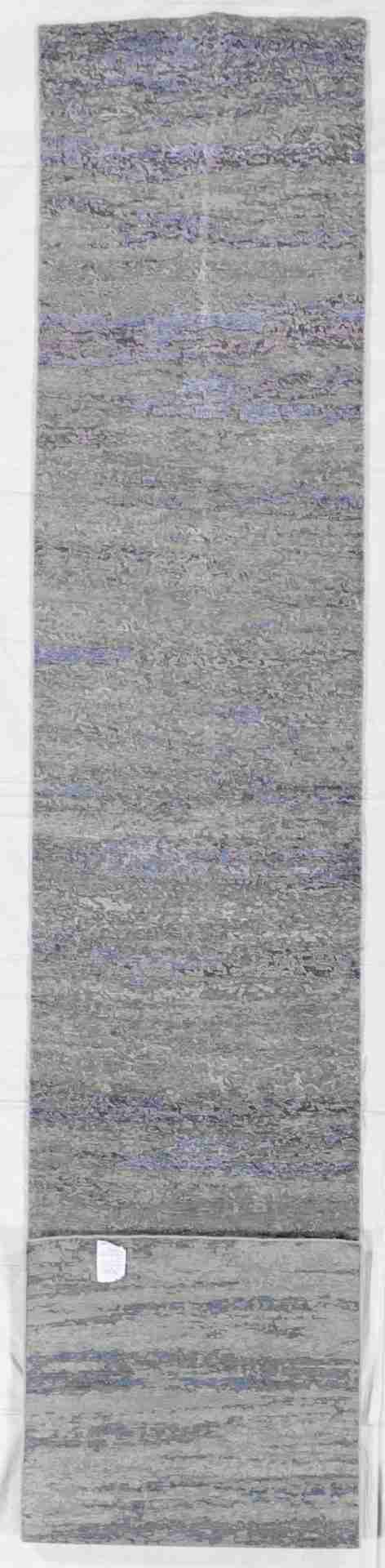 W 2.8 L 14.9 Modern Runner Wool And Silk Blend Hand-Woven All-Over Design - 63792