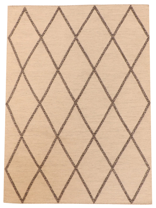 W 5.2 L 7 Kilim 100% Wool Hand-Woven Modern Design - 63798