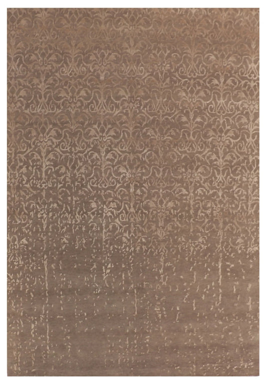 6.1 x 8.10 - Modern Wool/Silk Contemporary Rectangle - Finest Hand-Knotted Quality Wool — 63810