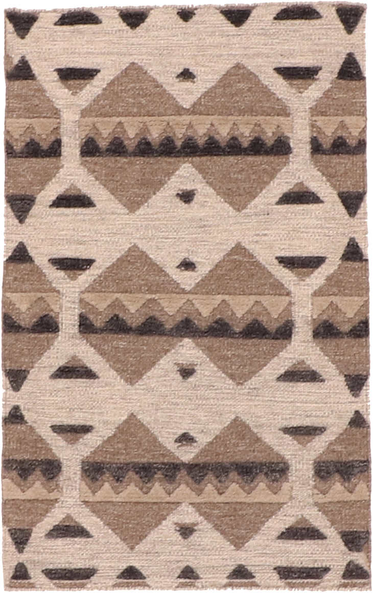 W 3 L 4.10 Kilim 100% Wool Hand-Woven Modern Design - 63827