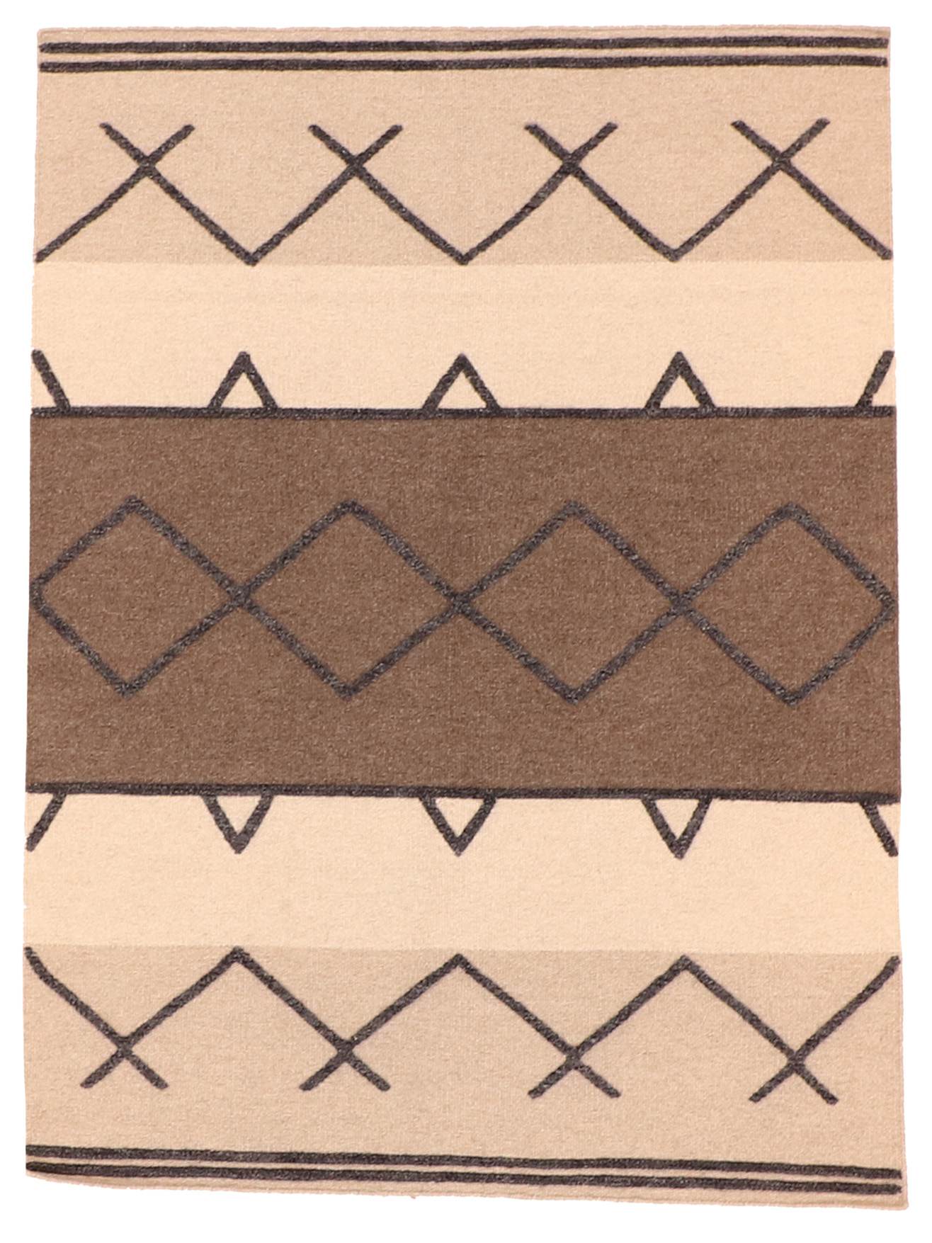 W 5.2 L 7 Modern Kilim 100% Wool Hand-Woven All-Over Design - 63830
