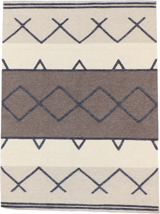 W 5.2 L 7 Modern Kilim 100% Wool Hand-Woven All-Over Design - 63830
