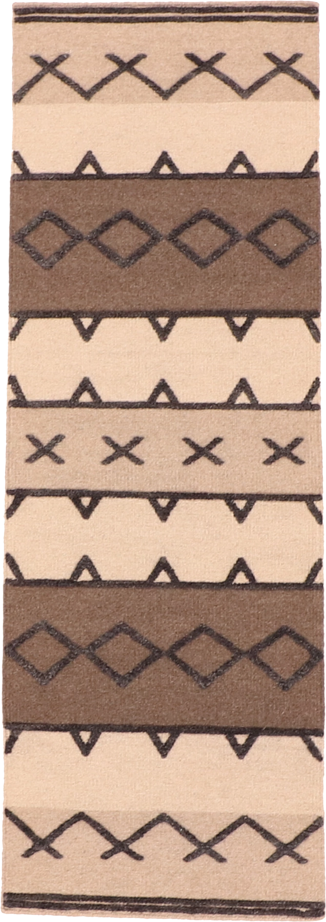 W 2.8 L 8 Modern Kilim Runner 100% Wool Hand-Woven All-Over Design - 63839