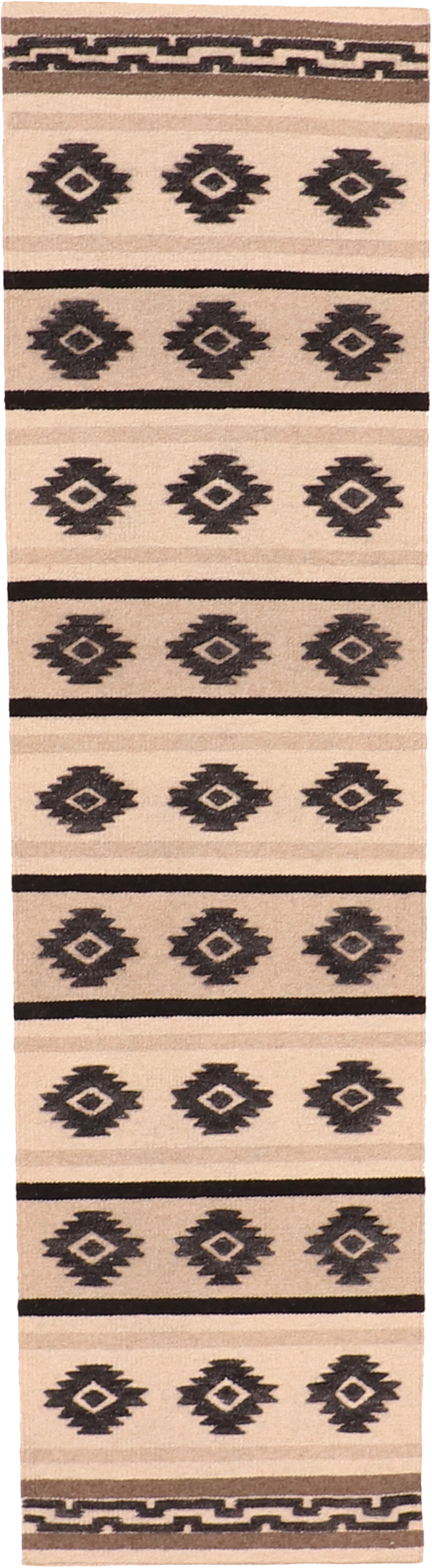 W 2.8 - L 10 Kilim Mountain Modern 100% Wool Hand-Woven Runner - 63857