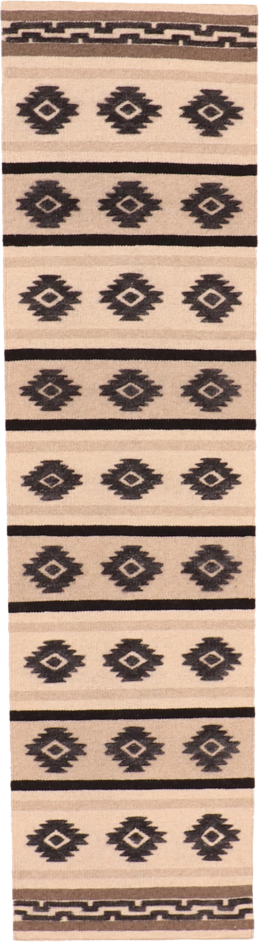 W 2.8 - L 10 Kilim Mountain Modern 100% Wool Hand-Woven Runner - 63857