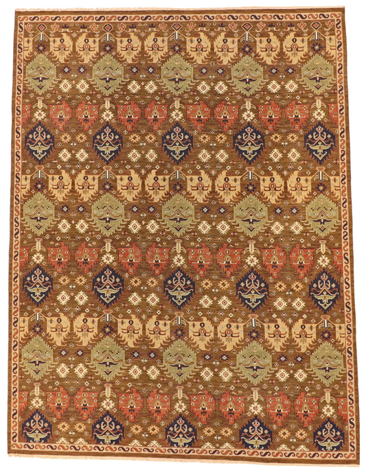 W 9 - L 11.1 - Traditional Wool Bakhtiarie - Hand Woven Rug All Over Geometric Design - 63867